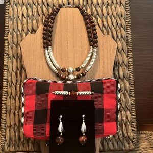 Tiger Eye & Sterling Necklace Set